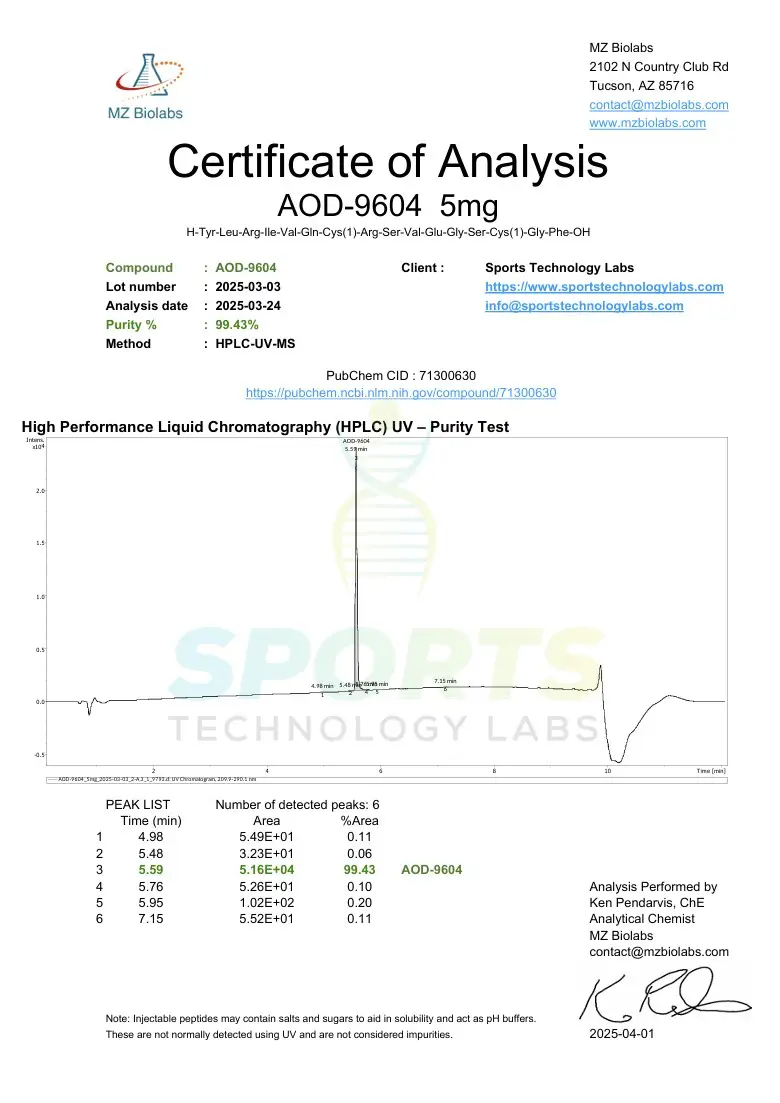 AOD-9604 Peptide 5 MG